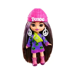 Clearance Extra Mini Minis, Bambola Con Capelli Castani E Abito Di Maglia Con Alieno, Abiti E Accessori Con Simbolo Della Pace, Giocattolo Per Bambini, 3+ Anni, Hln46 Macchinine Bambini