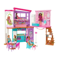 Casa Di Malibu (106 Cm) Playset Casa Delle Bambole Con 2 Piani, 6 Stanze, Ascensore, Altalena E +30 Accessori, Giocattolo Per Bambini 3+ Anni Case Delle Bambole