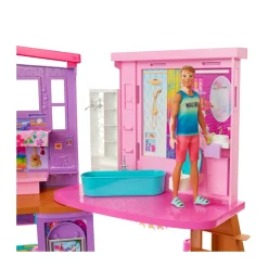 Casa Di Malibu (106 Cm) Playset Casa Delle Bambole Con 2 Piani, 6 Stanze, Ascensore, Altalena E +30 Accessori, Giocattolo Per Bambini 3+ Anni Case Delle Bambole