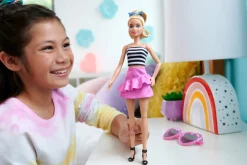 Hot Fashionistas N. 213 Da Collezione 65° Anniversario, Bambola Bionda Con Top A Righe Fashion Dolls