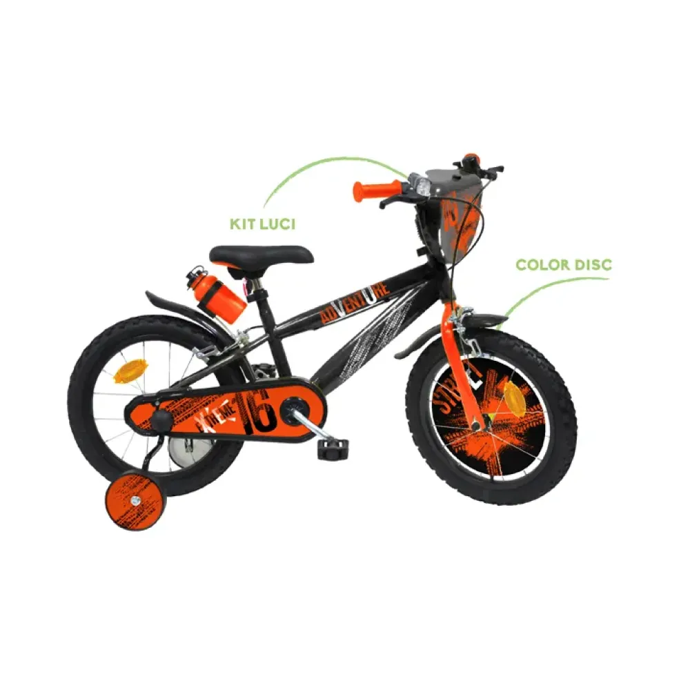 Sale Bicicletta 16 Arancione. 2 Freni Caliper Borraccia E Mascherina Frontale E Disco Colorato Nella Ruota Anteriore Inclusi Adatta Per Bambini Dai 8-12 Anni Biciclette Per Bambini
