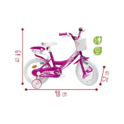 Online Bicicletta 14 Fucsia Bauletto, Cestello E Disco Colorato Nella Ruota Anteriore Inclusi Adatta Per Bambini Dai 5-7 Anni Biciclette Per Bambini