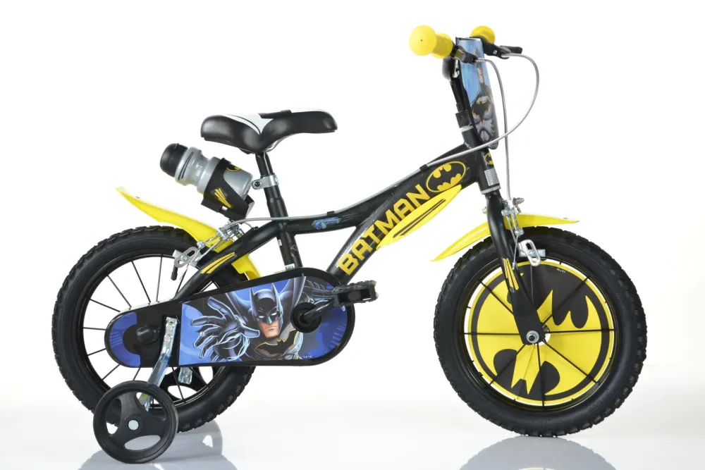 New Bicicletta Da Bambino Batman Ruota 14 Pollici Con Rotelle, Freno E Scudo Anteriore Adatta A 5-7 Anni Ideale Per Imparare A Pedalare In Autonomia Con Massima Sicurezza Biciclette Per Bambini