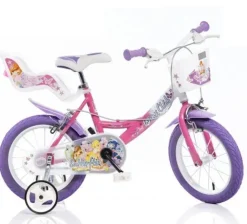 Outlet Bicicletta 14" Con Portabambola, Freno E Cestino Anteriore Adatta Per Bambini Dai 5-7 Anni Biciclette Per Bambini