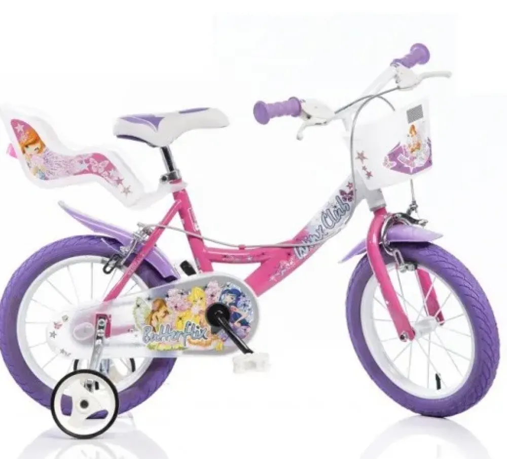 Outlet Bicicletta 14" Con Portabambola, Freno E Cestino Anteriore Adatta Per Bambini Dai 5-7 Anni Biciclette Per Bambini