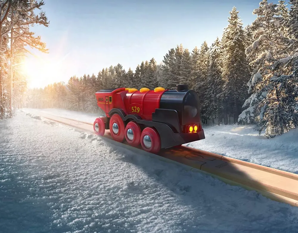New Grande Locomotiva Rossa A Batterie Costruzioni In Legno