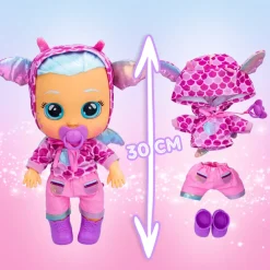 Clearance Dressy Bruny, Bambola Interattiva Che Piange Lacrime Vere, Con Capelli Veri E Colorati, Ciuccio, Vestitini E Scarpine Luccicosi.. Bambolotti