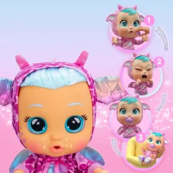Clearance Dressy Bruny, Bambola Interattiva Che Piange Lacrime Vere, Con Capelli Veri E Colorati, Ciuccio, Vestitini E Scarpine Luccicosi.. Bambolotti