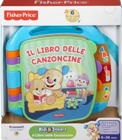 Fisher Price- Libro Delle Canzoncine Ridi E Impara, Imparare Parole, Lettere E Numeri, Bambini Dai 6 Mesi Giochi Musicali