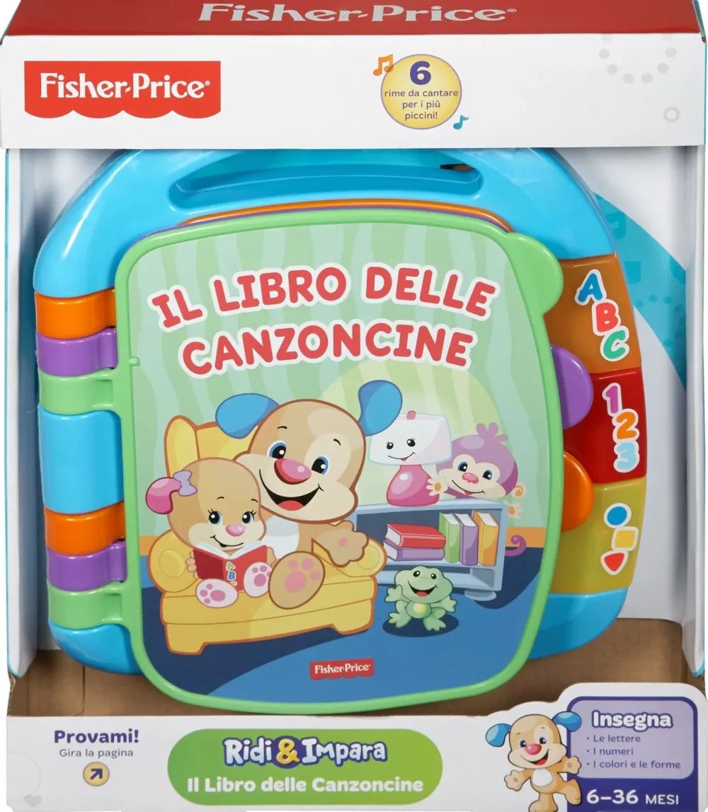 Fisher Price- Libro Delle Canzoncine Ridi E Impara, Imparare Parole, Lettere E Numeri, Bambini Dai 6 Mesi Giochi Musicali