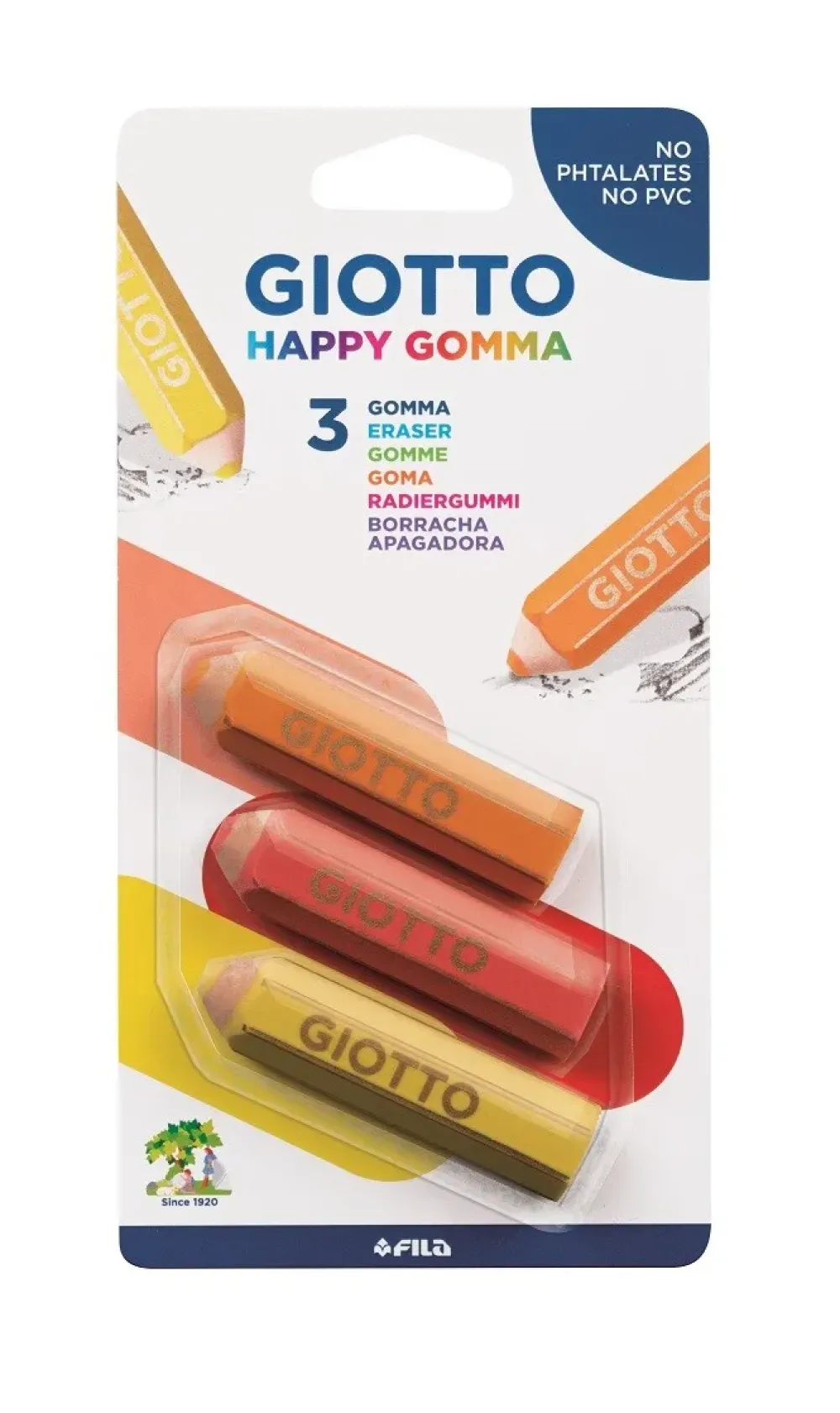 Best Happy Gomma Confezione 3 Gomme A Forma Di Matita Cancelleria E Accessori