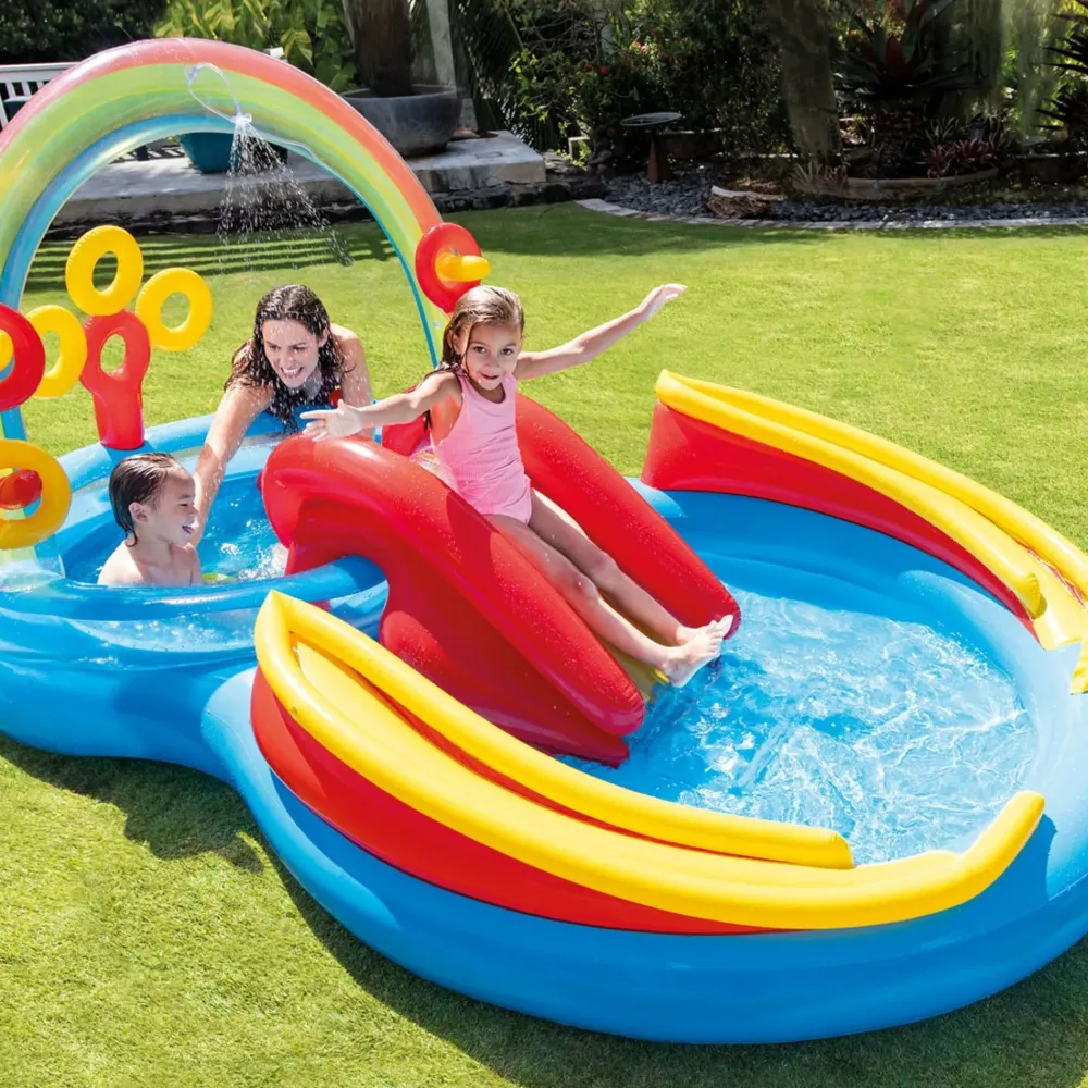 Sale Playground Arcobaleno Piscina Gonfiabile, Con Palline, Multicolore, 297X193X135 Cm Gonfiabili Per Bambini
