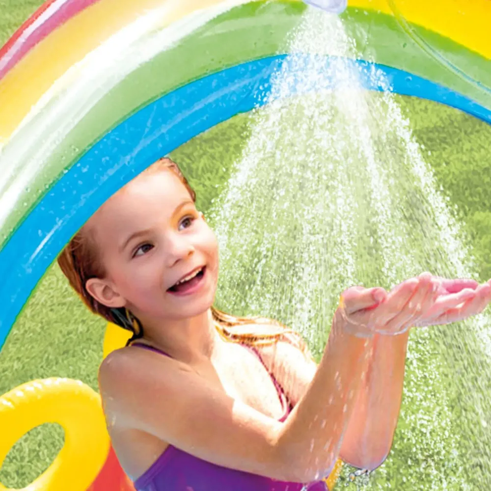 Sale Playground Arcobaleno Piscina Gonfiabile, Con Palline, Multicolore, 297X193X135 Cm Gonfiabili Per Bambini