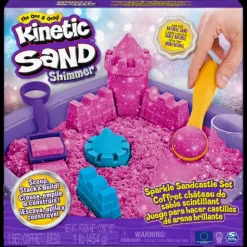 New Castello Di Sabbia Glitterata Rosa, 5 Formine E Accessori Mosaici, Sabbia, Glitter