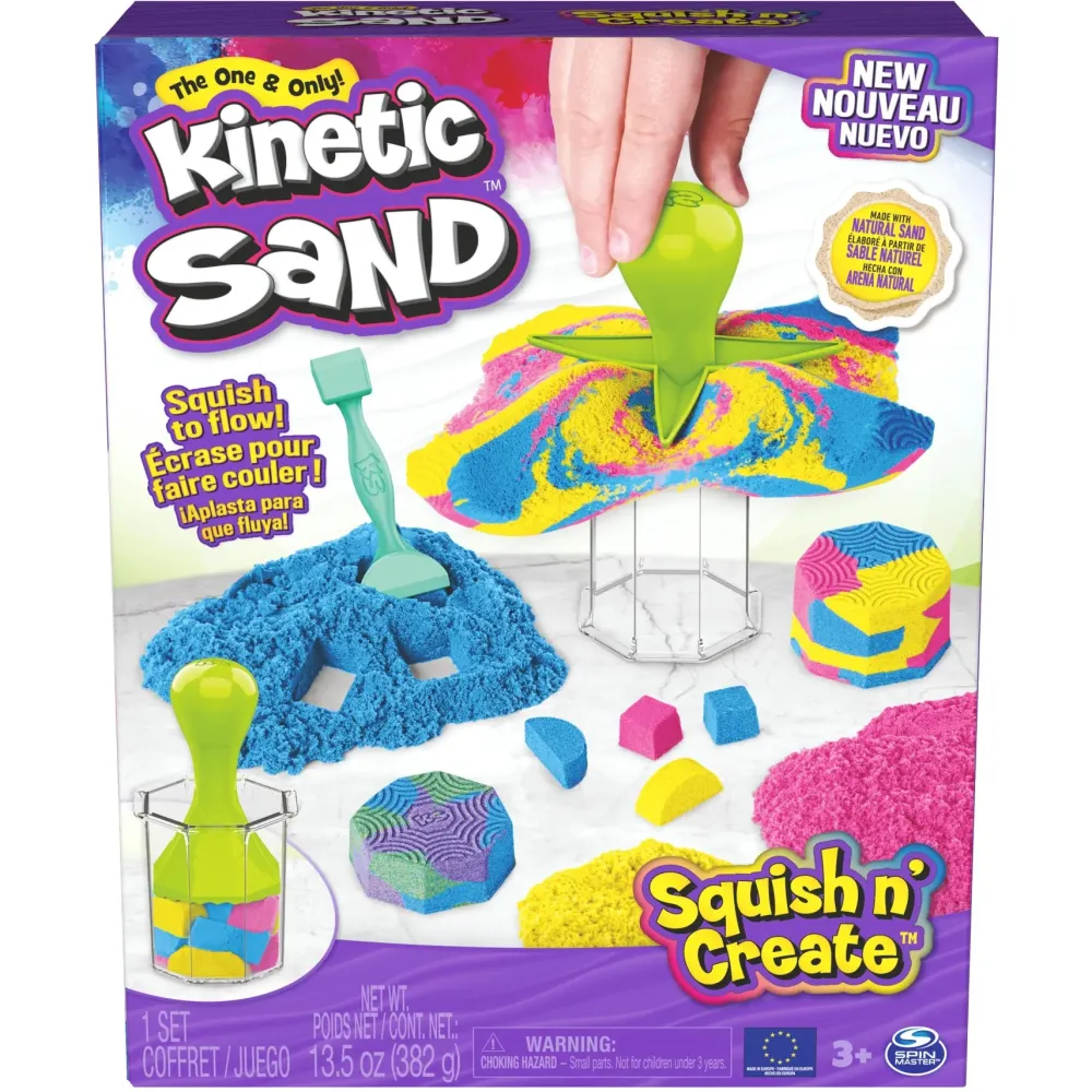 Best , Set Gioco Squish N' Create, Sabbia Colorata In 3 Variazioni, Sabbia Cinetica 382 G, 5 Accessori Per Modellare La Sabbia, Giocattoli Per Bambini E Bambine 3 Anni Mosaici, Sabbia, Glitter