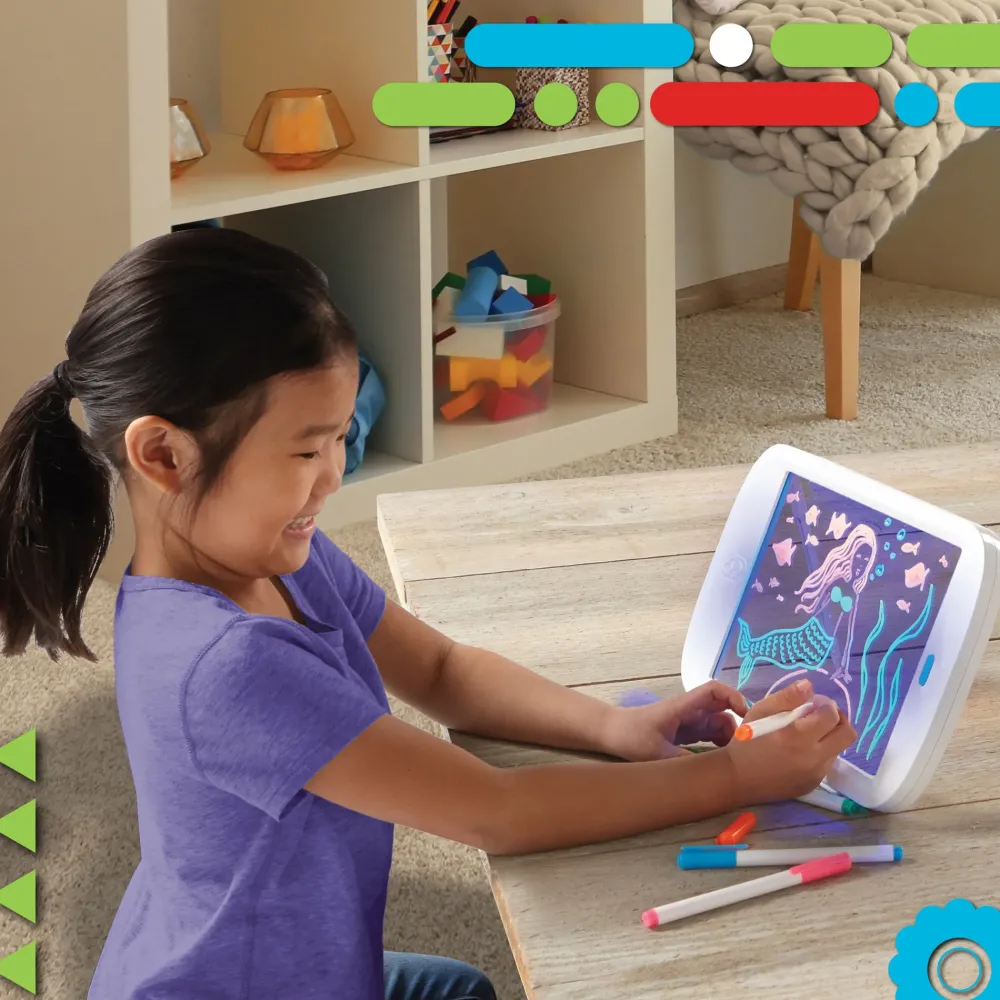 Sale Lavagna Da Disegno Con Luci A Neon E 4 Pennarelli Kit Artistici E Pittura