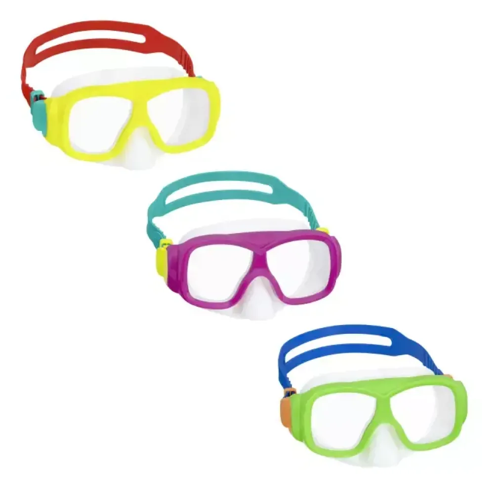 Clearance Maschera Aquanaut, 7-14 Anni, 3 Colori Assortiti, In Silicone Con Lenti In Policarbonato Protezione Uv Maschere E Pinne