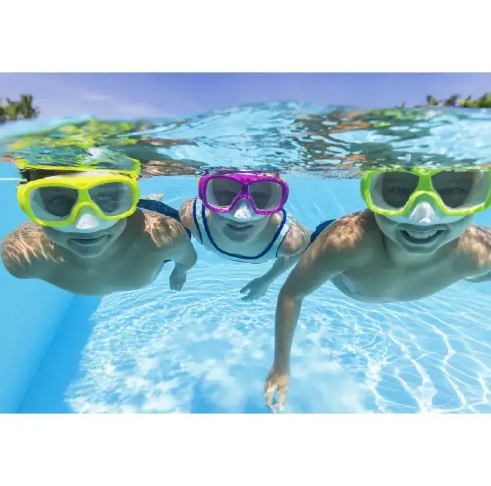 Clearance Maschera Aquanaut, 7-14 Anni, 3 Colori Assortiti, In Silicone Con Lenti In Policarbonato Protezione Uv Maschere E Pinne