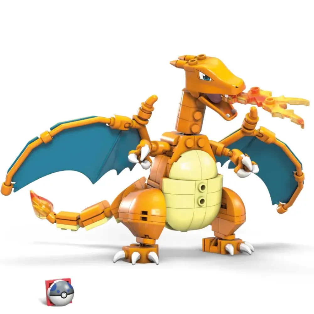New Mega Construx- Pokemon Charizard Da Costruire Con Piu Di 200 Mattoncini E Ali Snodabili, 6+Anni Costruzioni Bambini