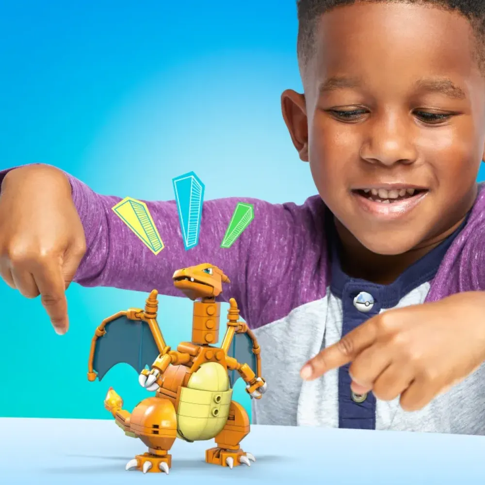 New Mega Construx- Pokemon Charizard Da Costruire Con Piu Di 200 Mattoncini E Ali Snodabili, 6+Anni Costruzioni Bambini