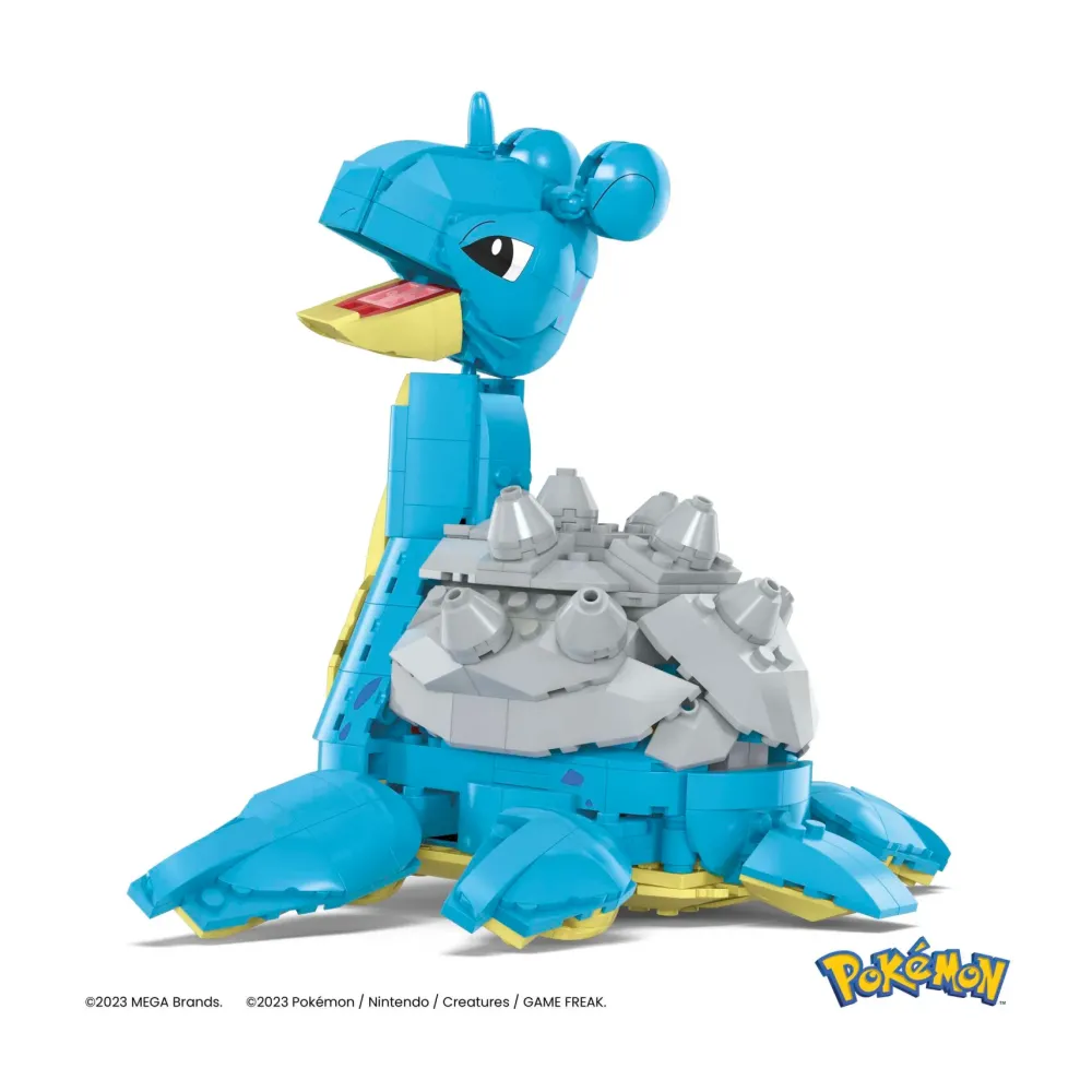 Mega Lapras Da Costruire E Collezionare Con 527 Pezzi E Sistema Mattoncino Movimento, Alto 17+ Cm, Personaggio Da Esporre, 8+ Anni, Hkt26 Costruzioni Bambini