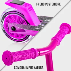 Clearance Monopattino Neon Vector Regolabile In Altezza, Antiscivolo, Con Luci Led Da 100 Mm E Massimo Supportato 60 Kg- Per Bambini Dai 5 Ai 9 Anni- Disponibile In Diverse Varianti Monopattini