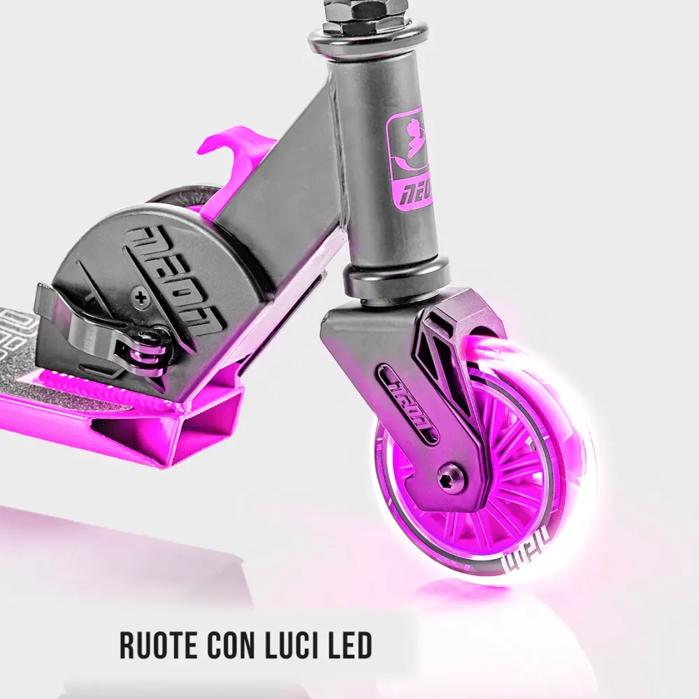Clearance Monopattino Neon Vector Regolabile In Altezza, Antiscivolo, Con Luci Led Da 100 Mm E Massimo Supportato 60 Kg- Per Bambini Dai 5 Ai 9 Anni- Disponibile In Diverse Varianti Monopattini