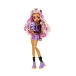 Clawdeen, Bambola Con Accessori E Gattino, Snodata E Alla Moda Con Capelli Con Ciocche Viola, Giocattolo Per Bambini, 4+ Anni, Hhk52 Fashion Dolls