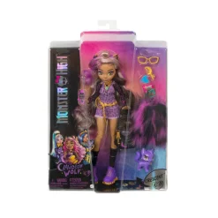 Clawdeen, Bambola Con Accessori E Gattino, Snodata E Alla Moda Con Capelli Con Ciocche Viola, Giocattolo Per Bambini, 4+ Anni, Hhk52 Fashion Dolls