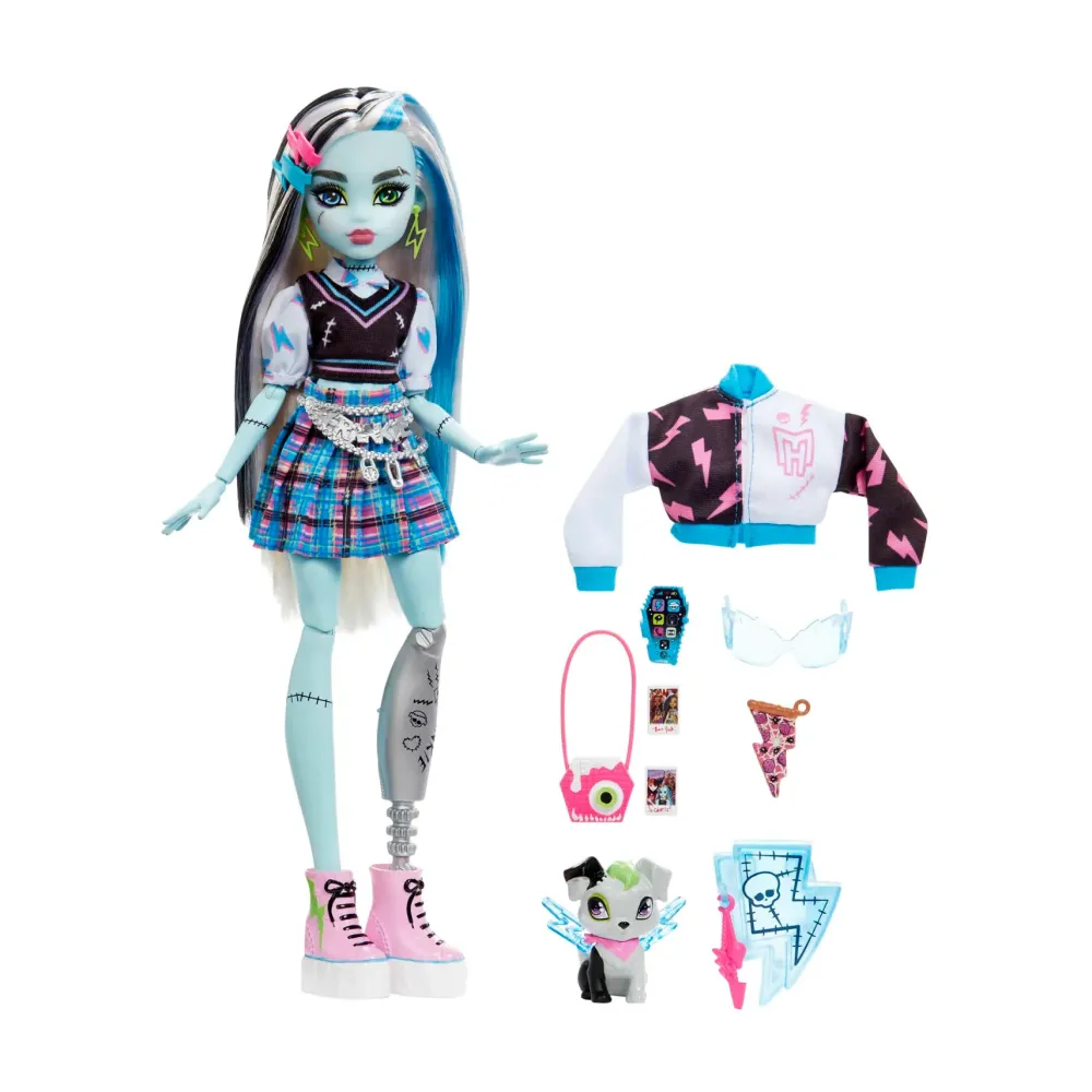 Best Frankie, Bambola Snodata Alla Moda, Dai Capelli Con Ciocche Blu E Nere, Con Accessori E Cucciolo, Giocattolo Per Bambini, 4+ Anni, Hhk53 Fashion Dolls