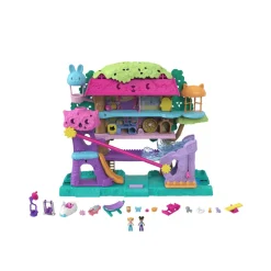 Best Pollyville Casa Sull'Albero Dei Cuccioli, Playset A 5 Piani, 15+ Pezzi Gioco: 2 Bambole, Veicolo, 4 Animali E Accessori, Giocattolo Per Bambini 4+ Anni Mini Dolls