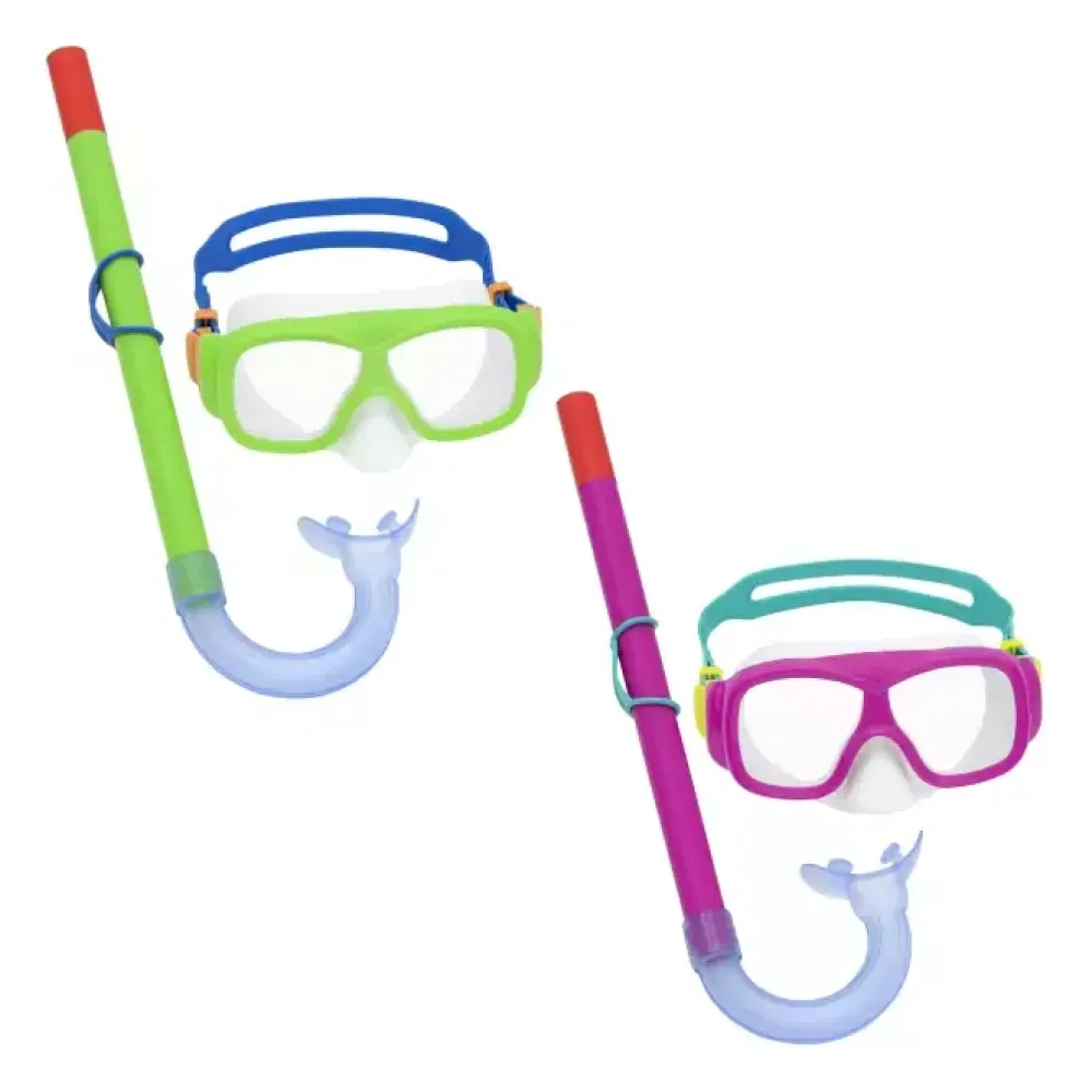 Set Snorkeling Freestyle, 7-14 Anni, 2 Colori Assortiti, Protezione Uv, Lenti In Policarbonato Maschere E Pinne