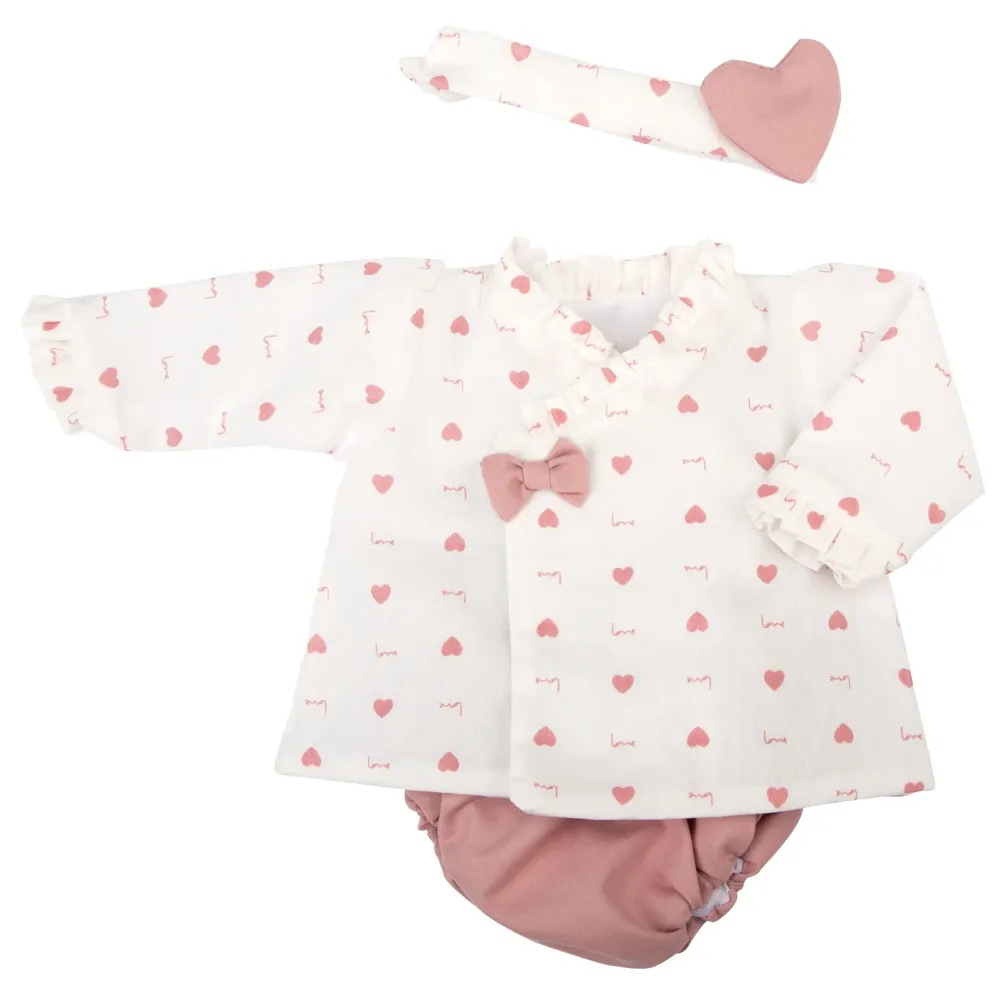 Vestito Bebe Reborn 45 Cm Con Decorazioni A Cuore Bambolotti